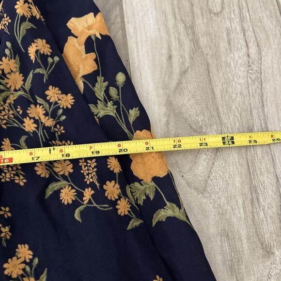 Reformation Women’s XL Winslow Floral Wrap Maxi Dress Viscose Navy Blue Kimono - Picture 10 of 11